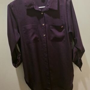 Calvin Klein Women's Deep Purple Button Down Shirt